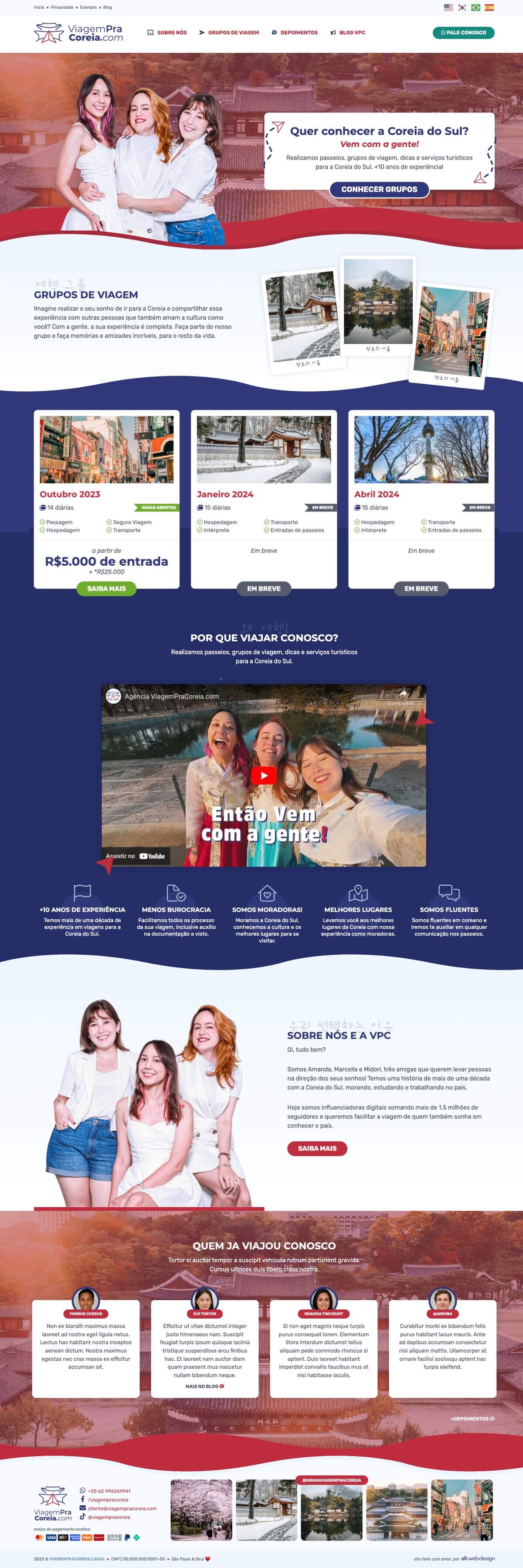 Site design de agência de viagem - Viagem Para Coreia - AFC Web Design