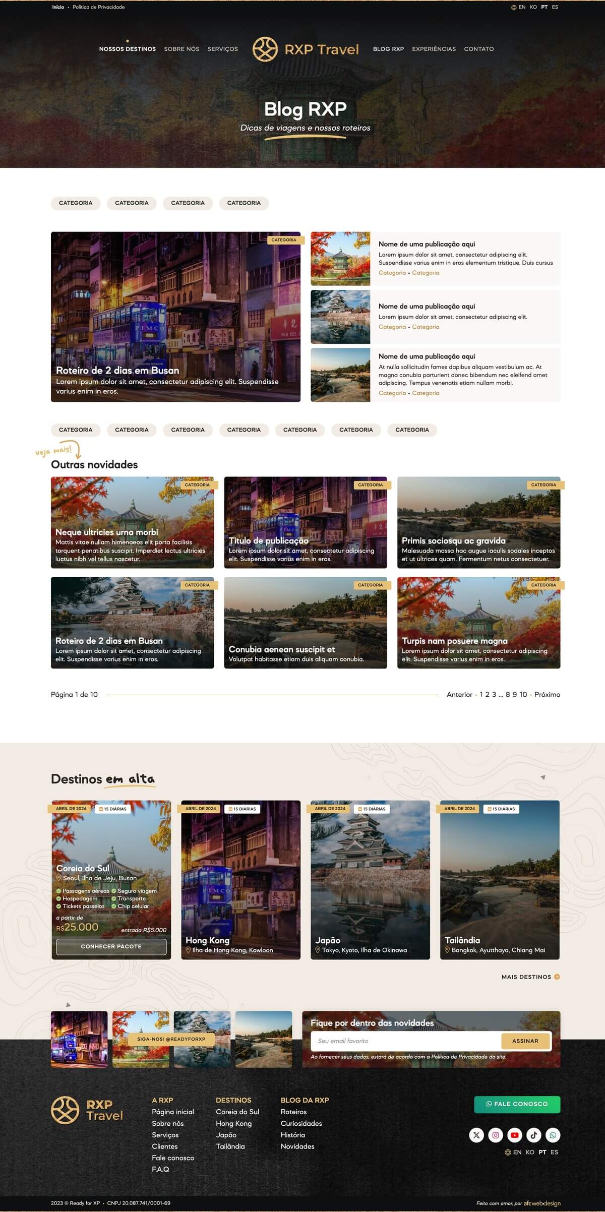 Site design de agência de viagem - Ready for XP - AFC Web Design
