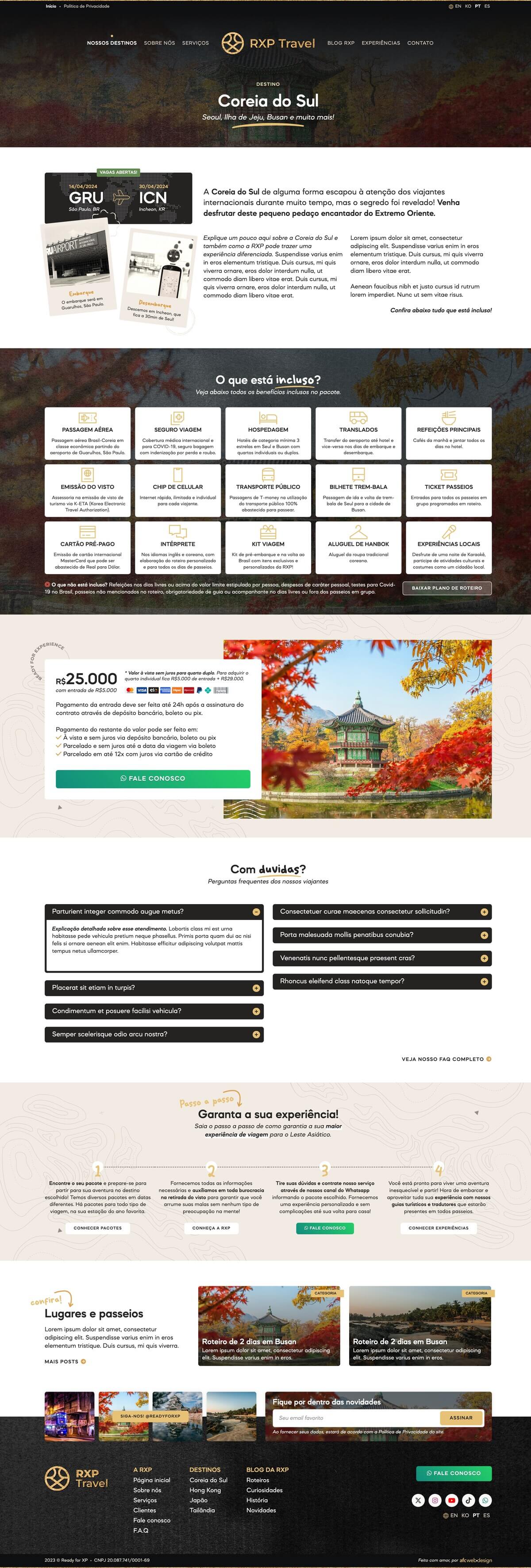 Site design de agência de viagem - Ready for XP - AFC Web Design