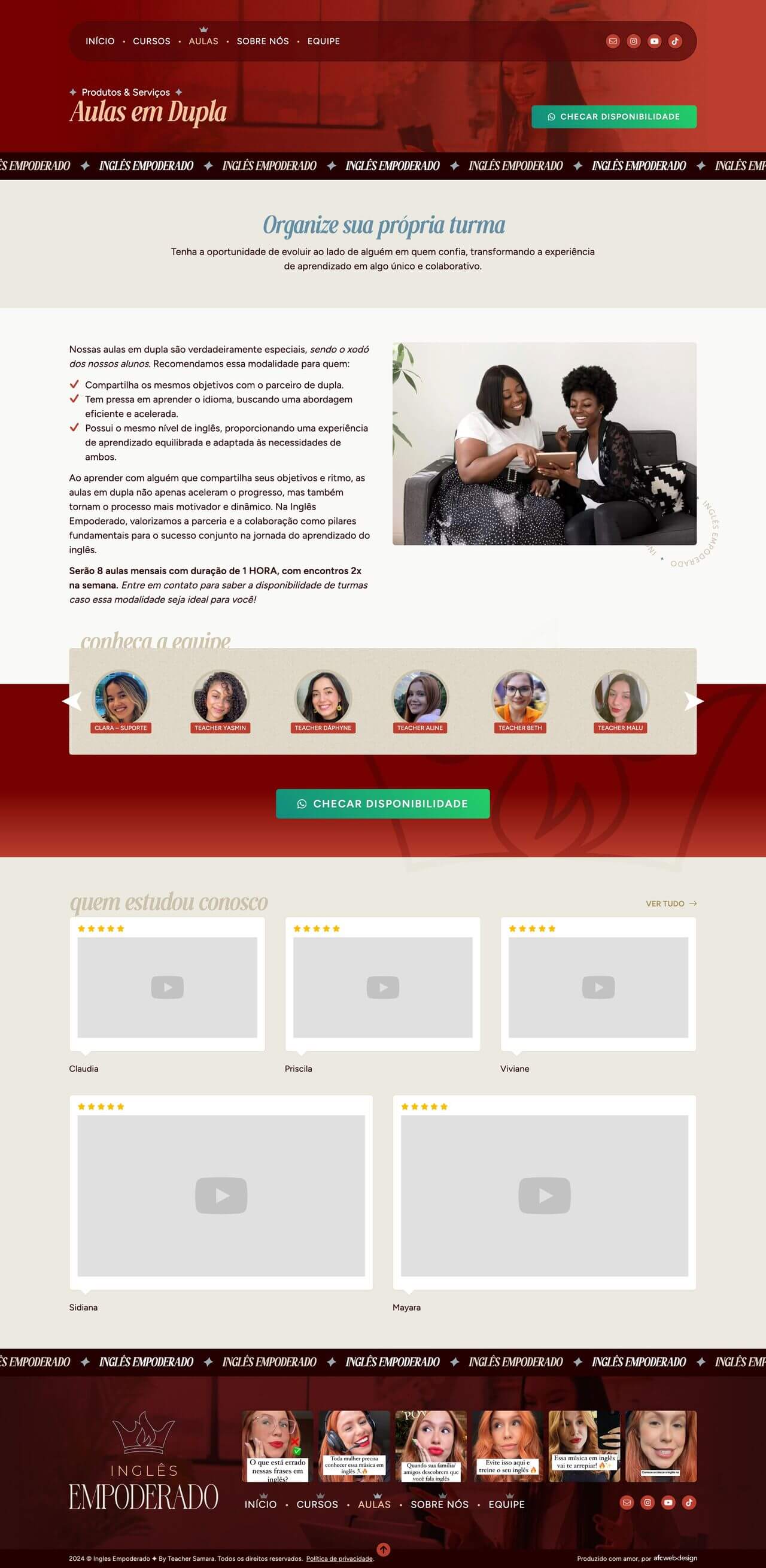 Design Site de Escola de Inglês - AFC Web Design