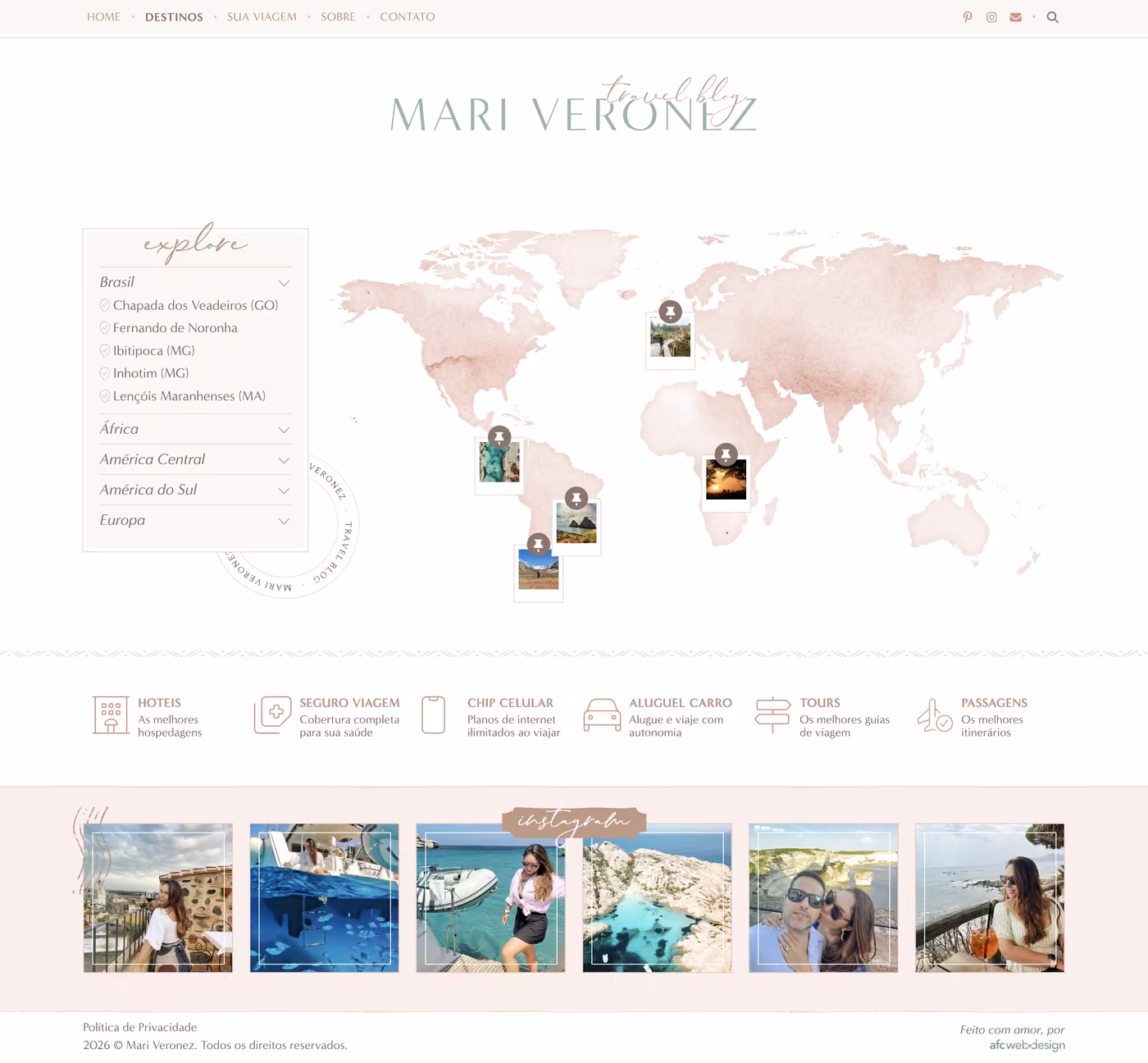 Design Blog de Viagem - AFC Web Design