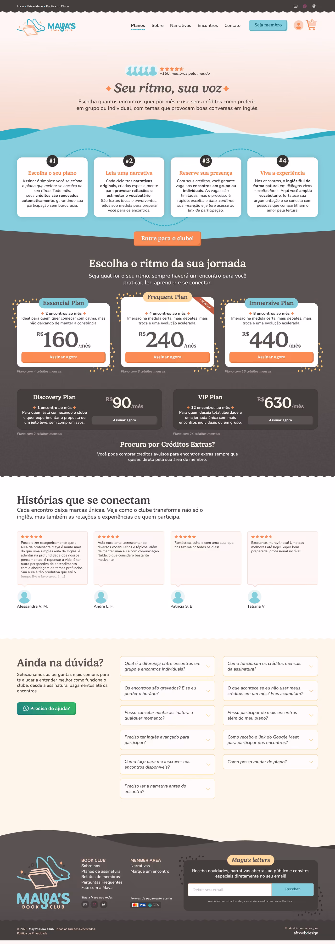 Site área de membros - Clube do Livro em Inglês - AFC Web Design