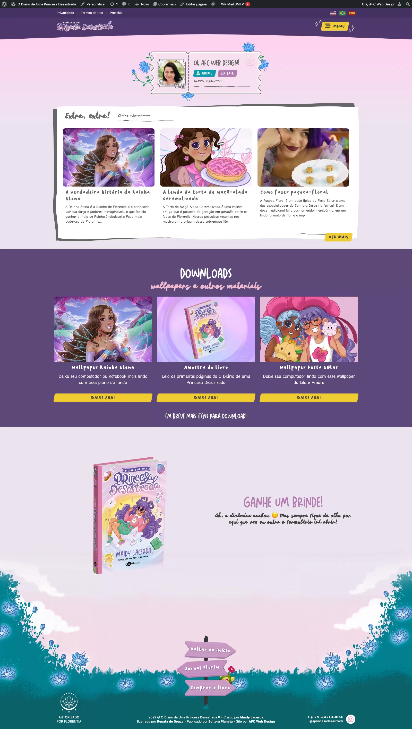 Site do livro O Diário de Uma Princesa Desastrada